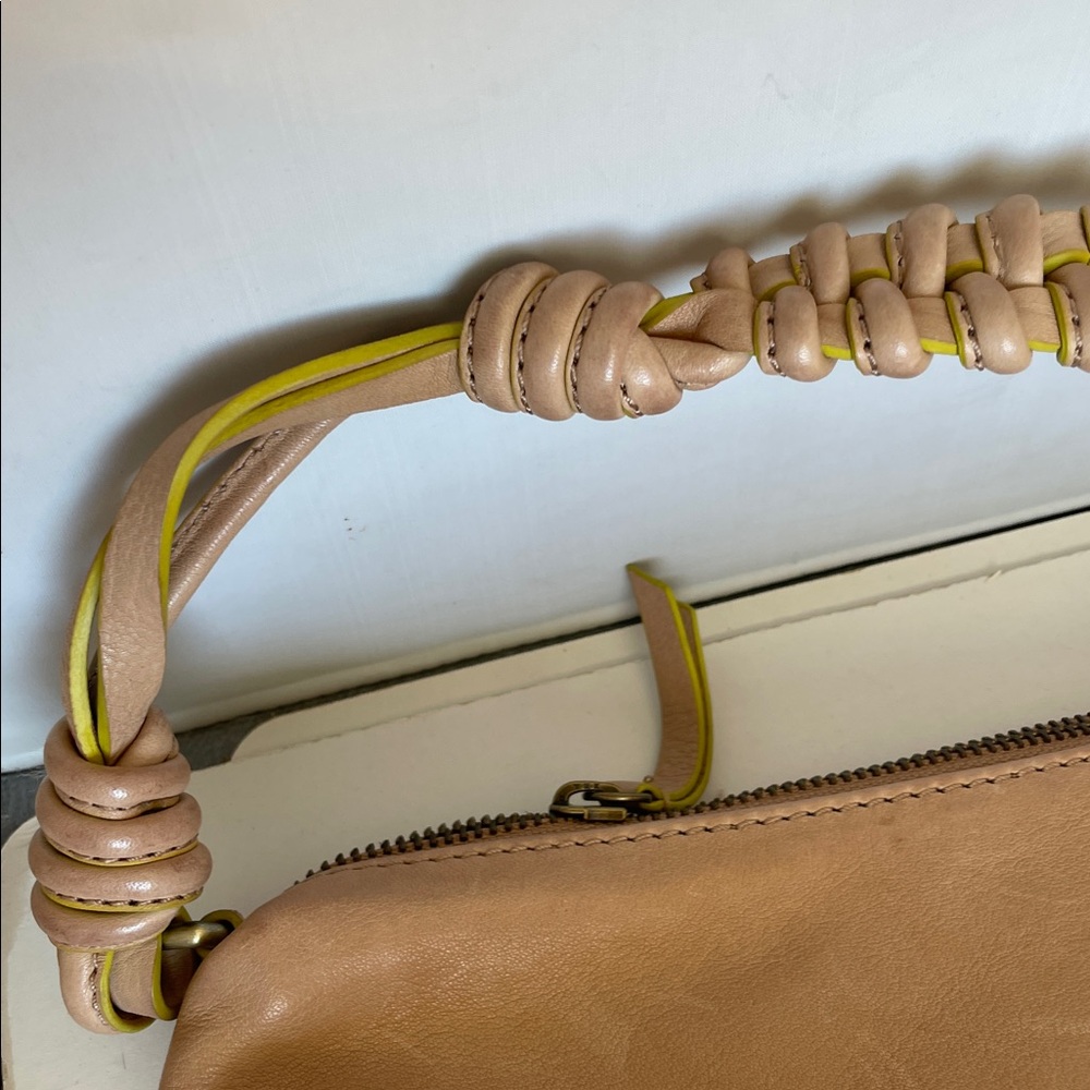 Karma of Charme soft leather bag brown leather lime green accents - Picture 2 of 3